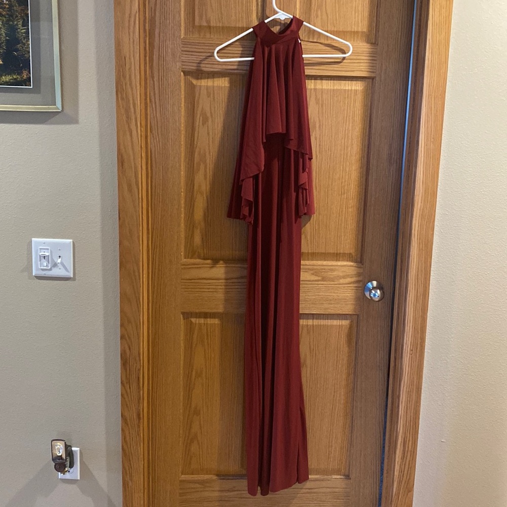 Deep red pant suit